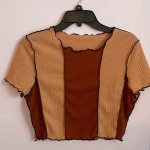 Brown Stripped Crop Top